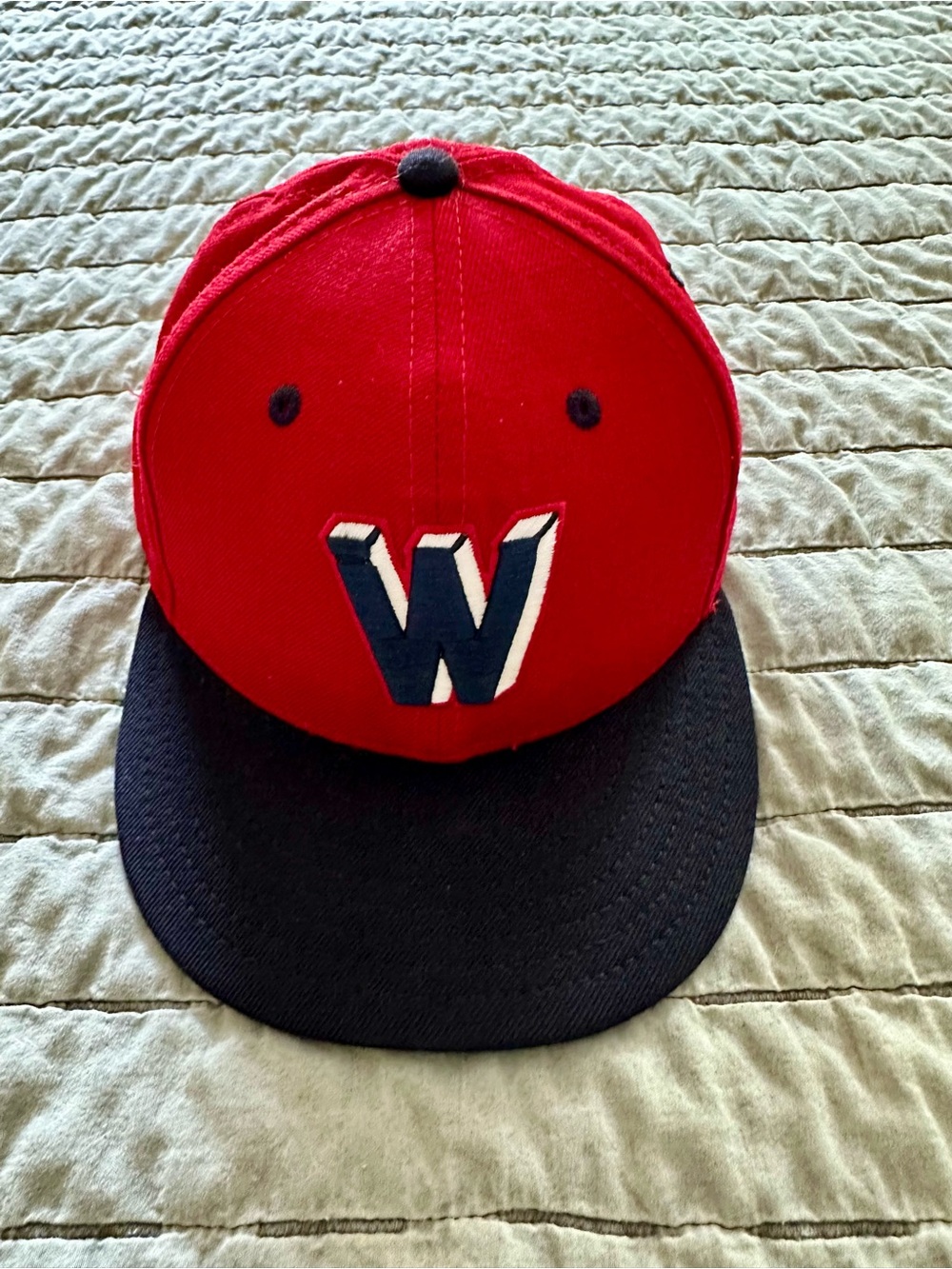 Retro Washington Senators Fitted Flat Brim Hat - Red/Navy - Size 7 1/4